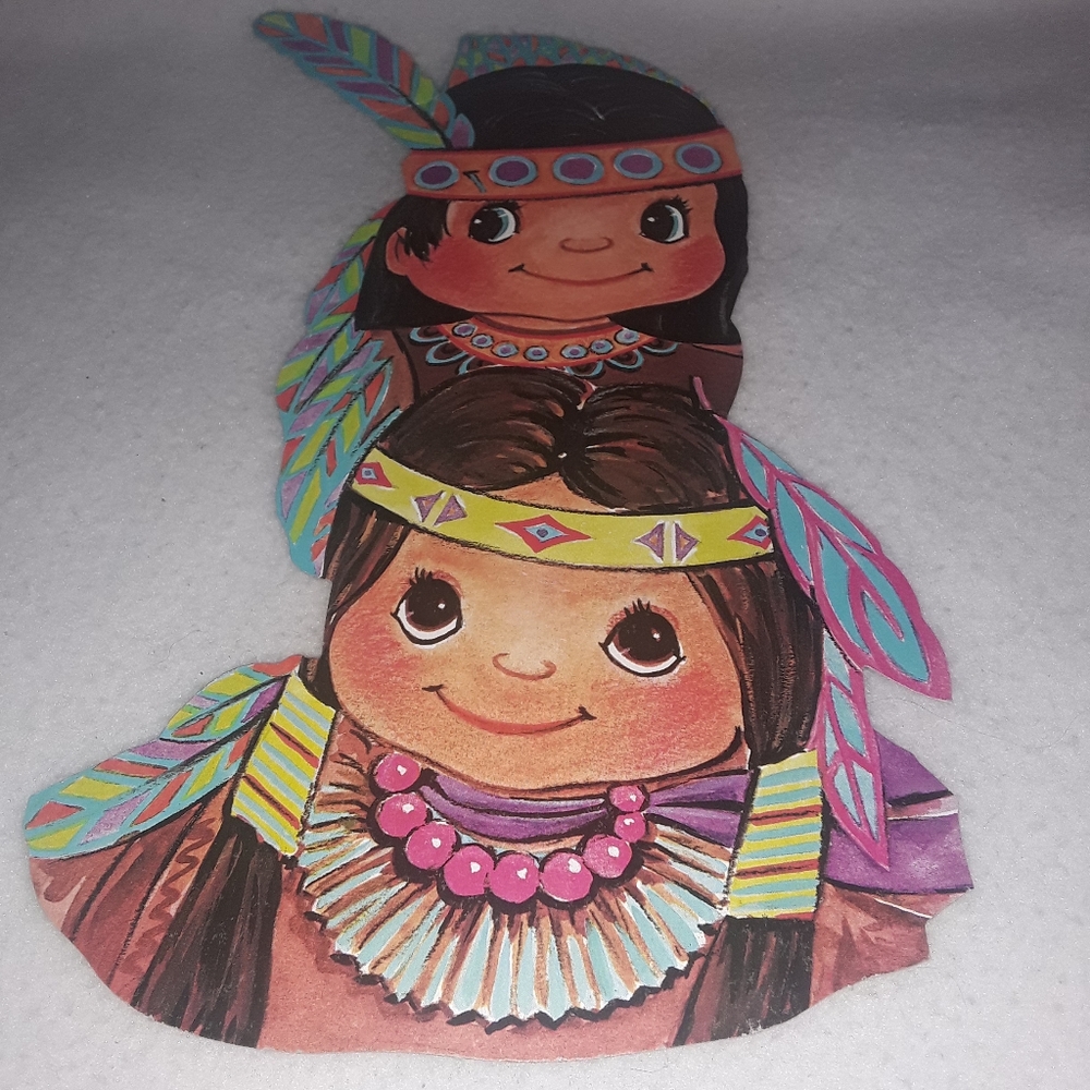 Beistle Thanksgiving Indian Native Children Vintage